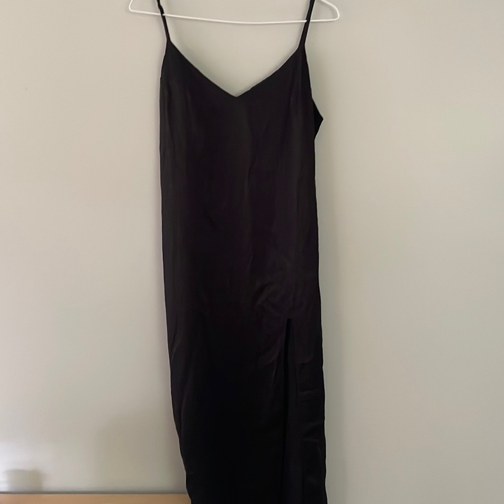 Reformation black slip dress